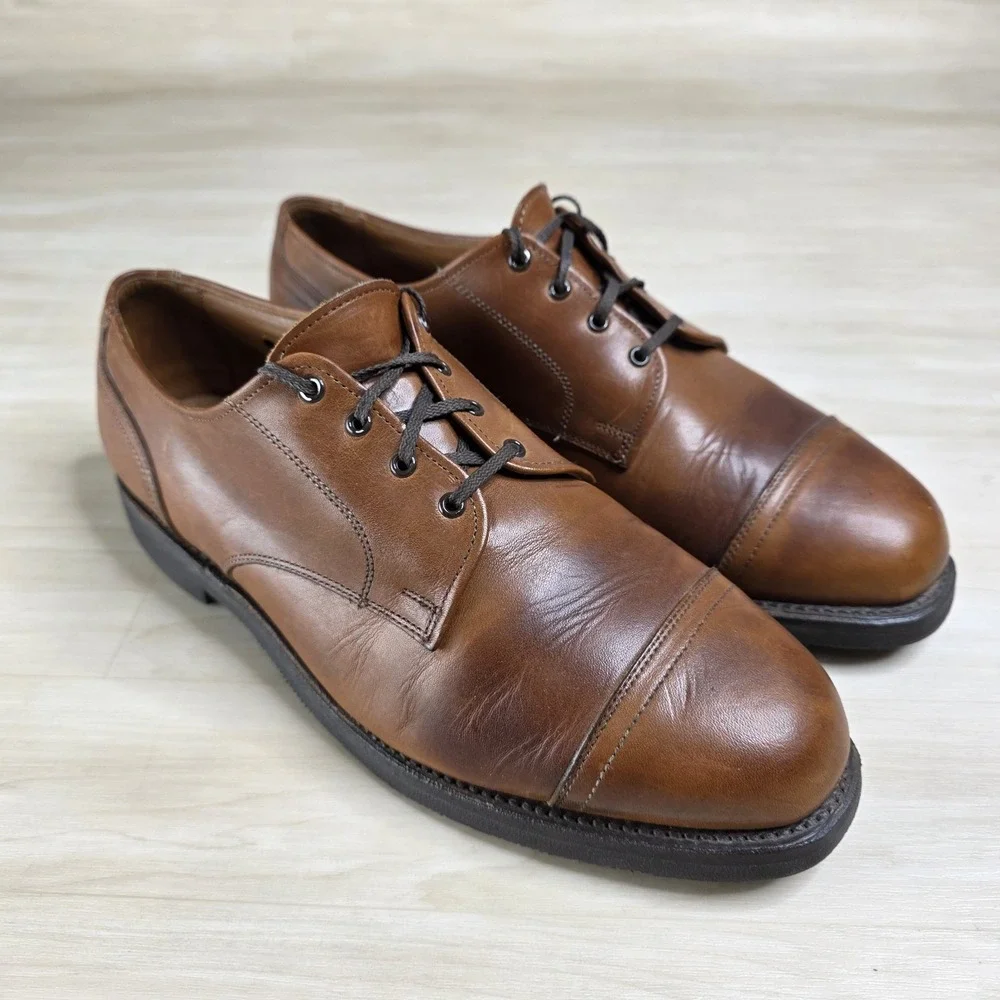 Allen Edmonds Ellsworth Oxford‎ Cap Toe Brown Leather Men's Shoes Size 9 EEE